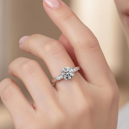 1.2 CT Round Solitaire Moissanite Engagement Ring