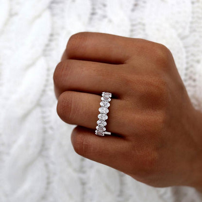 5.46 TCW Oval Full Eternity Moissanite Wedding Band