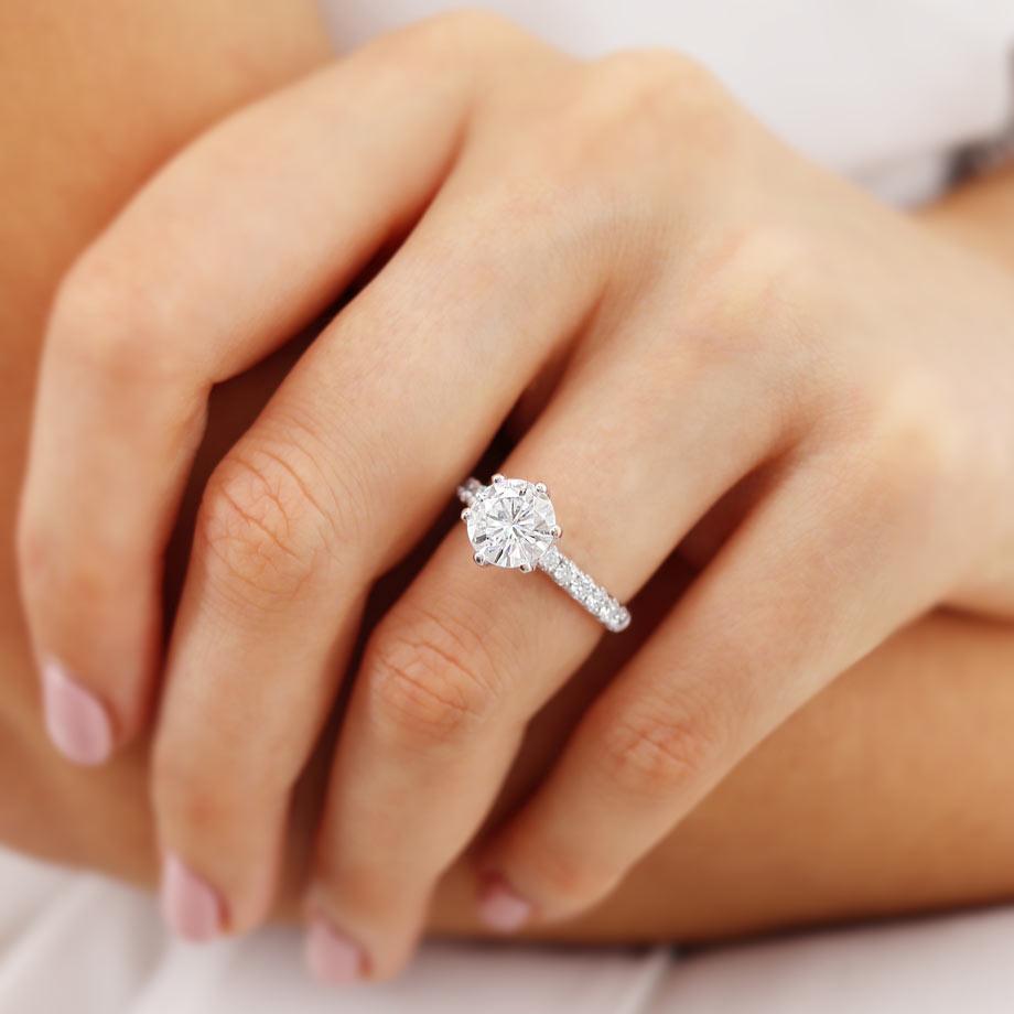 1.9 CT Round Pave Moissanite Engagement Ring