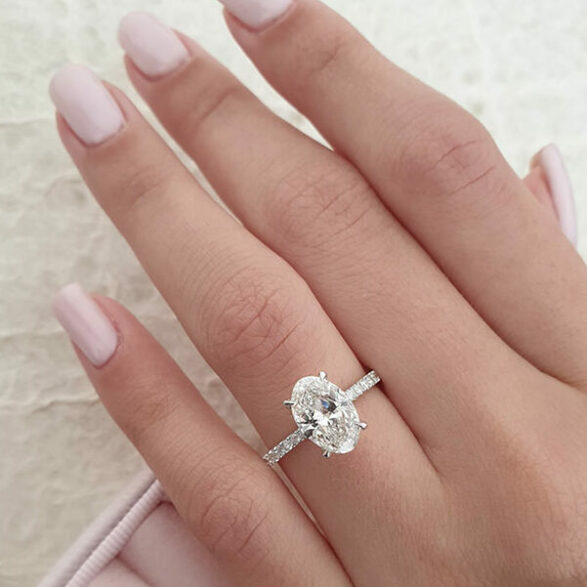 4 CT Oval Pave Moissanite Engagement Ring