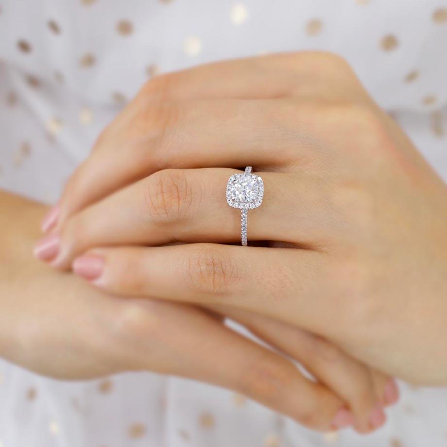 2 CT Round Halo & Pave Moissanite Engagement Ring