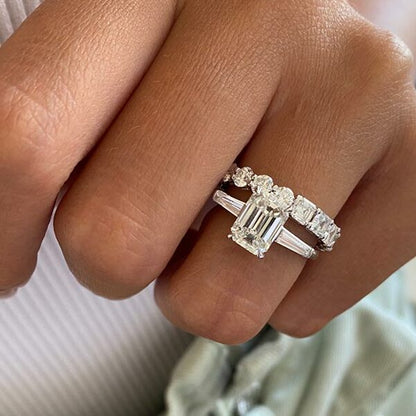 2 TCW Asscher & Round Full Eternity Moissanite Wedding Band