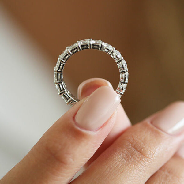 2 TCW Asscher & Round Full Eternity Moissanite Wedding Band
