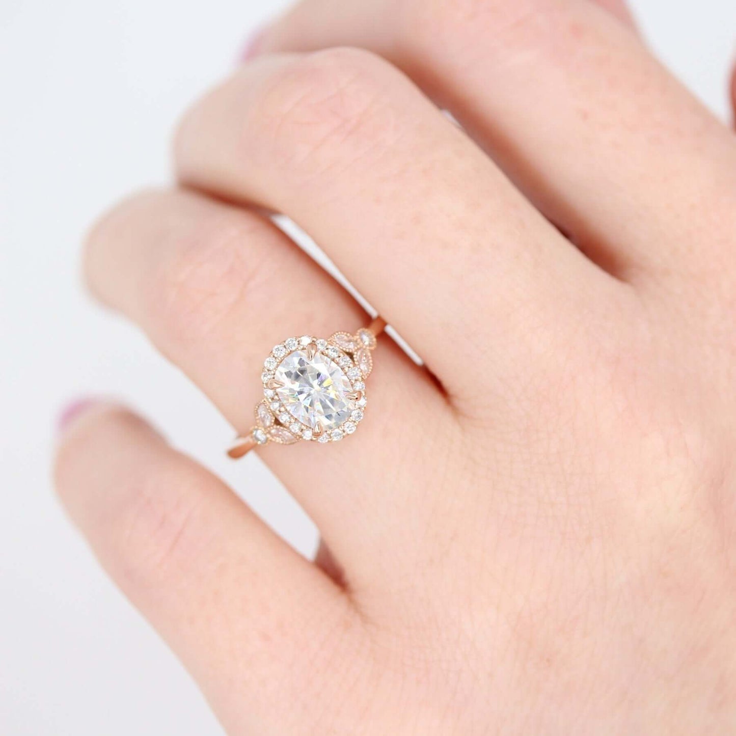 1.33 CT Oval Cluster Moissanite Engagement Ring