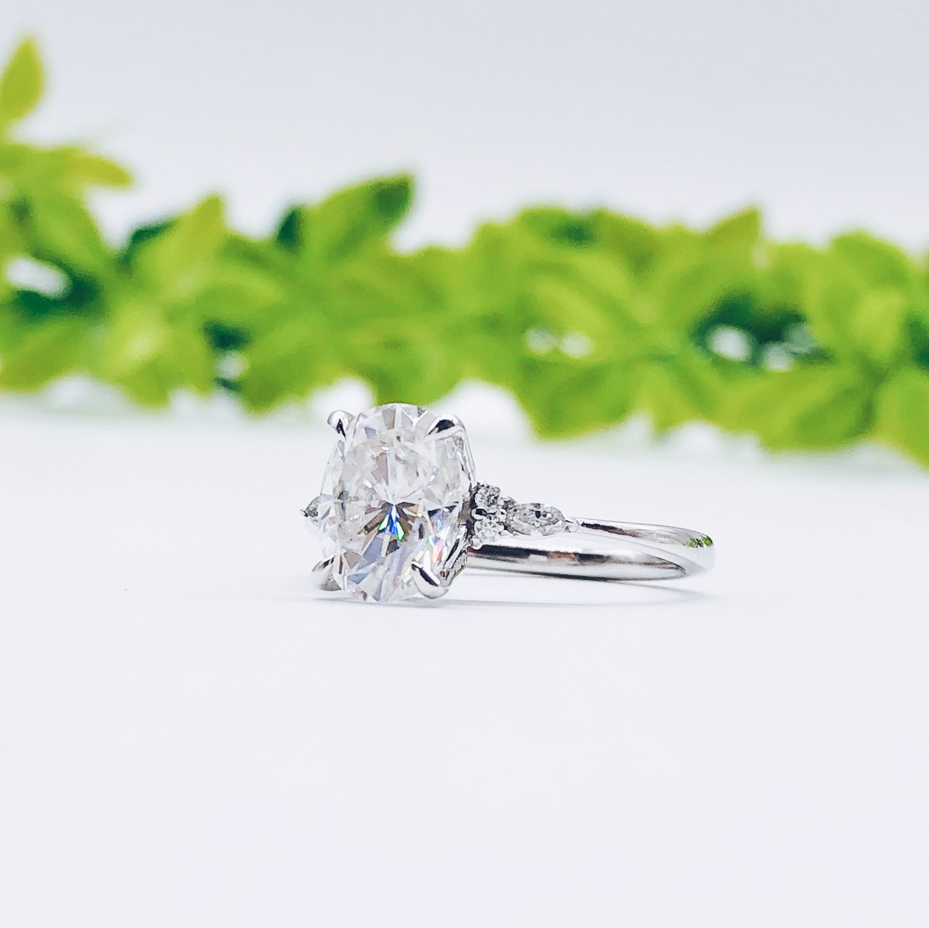 1.91 CT Oval Cluster Moissanite Engagement Ring