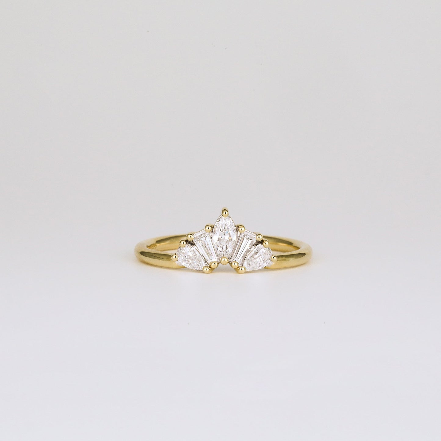 0.45 TCW Pear, Tapered Baguette & Marquise Crown Shaped Moissanite Wedding Band