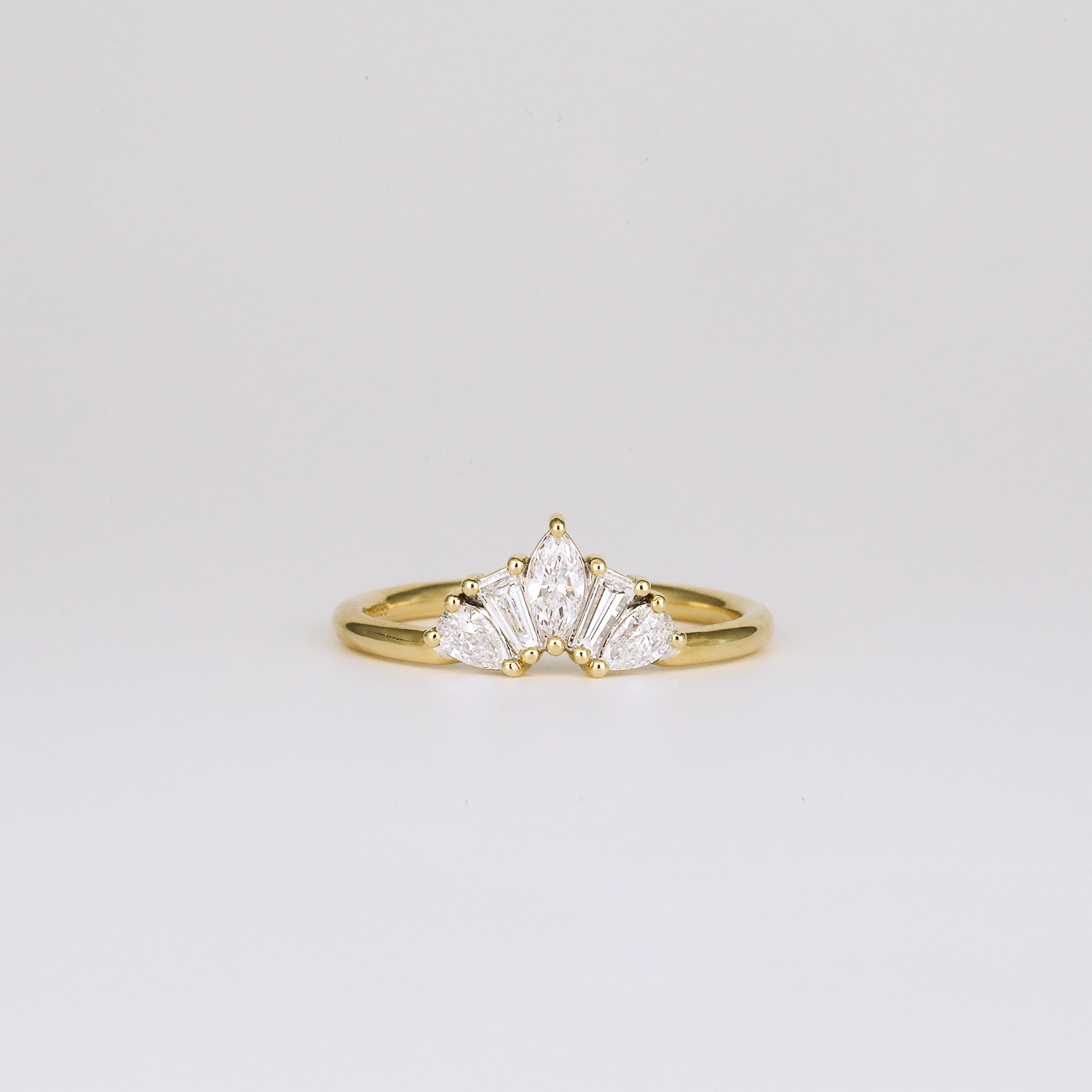 0.45 TCW Pear, Tapered Baguette & Marquise Crown Shaped Moissanite Wedding Band