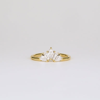 0.45 TCW Pear, Tapered Baguette & Marquise Crown Shaped Moissanite Wedding Band