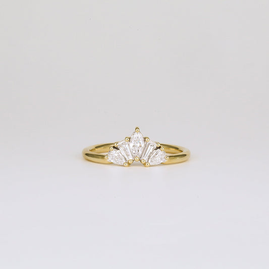 0.45 TCW Pear, Tapered Baguette & Marquise Crown Shaped Moissanite Wedding Band