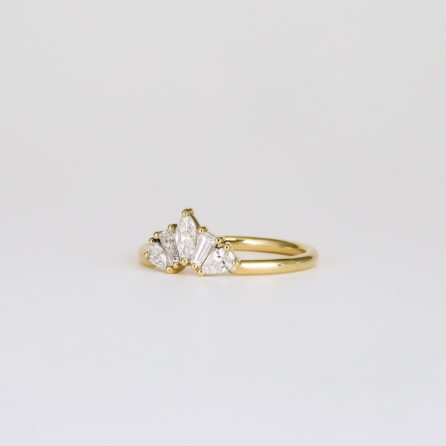 0.45 TCW Pear, Tapered Baguette & Marquise Crown Shaped Moissanite Wedding Band
