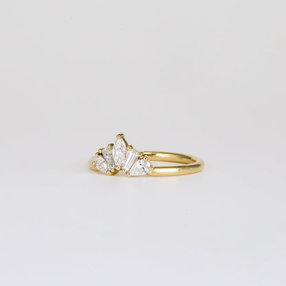 0.45 TCW Pear, Tapered Baguette & Marquise Crown Shaped Moissanite Wedding Band