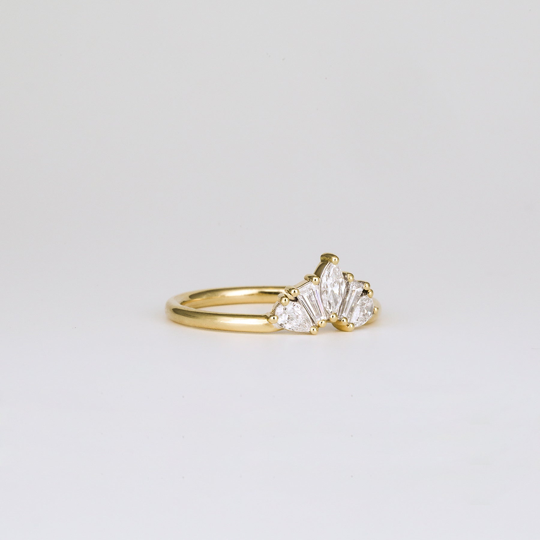 0.45 TCW Pear, Tapered Baguette & Marquise Crown Shaped Moissanite Wedding Band