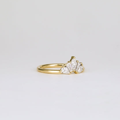 0.45 TCW Pear, Tapered Baguette & Marquise Crown Shaped Moissanite Wedding Band
