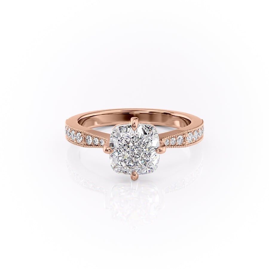 2.15 CT Cushion Pave Moissanite Engagement Ring