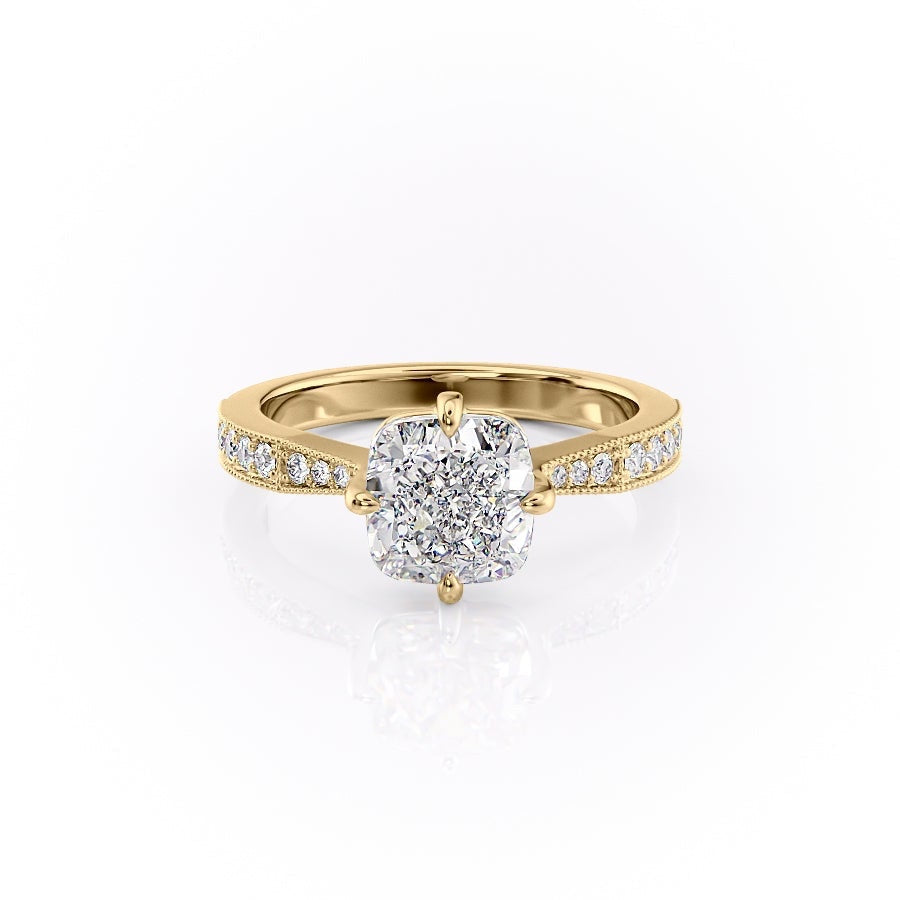 2.15 CT Cushion Pave Moissanite Engagement Ring