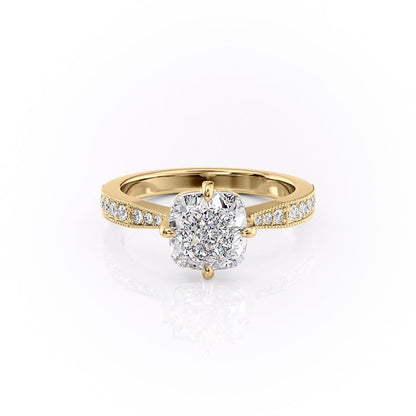 2.15 CT Cushion Pave Moissanite Engagement Ring