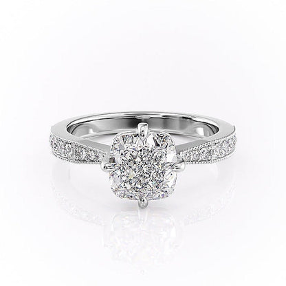 2.15 CT Cushion Pave Moissanite Engagement Ring