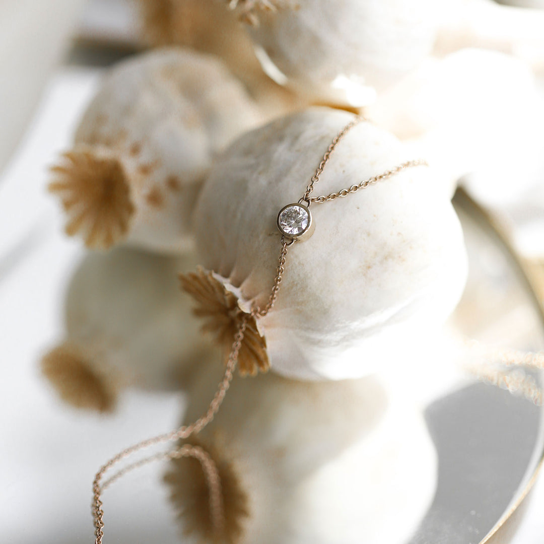 0.04 TCW Round Moissanite Chain Necklace
