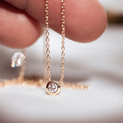 0.2 TCW Round Moissanite Solitaire Necklace
