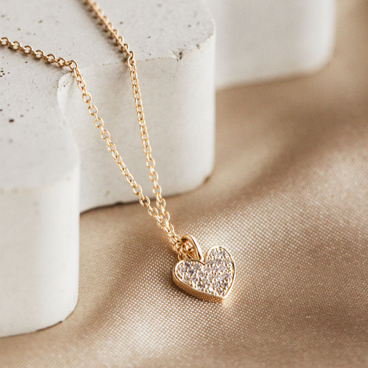 0.07 TCW Round Moissanite Heart Multi Stone Necklace