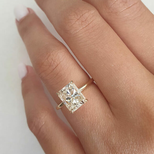 2.1 CT Radiant Hidden Halo Moissanite Engagement Ring