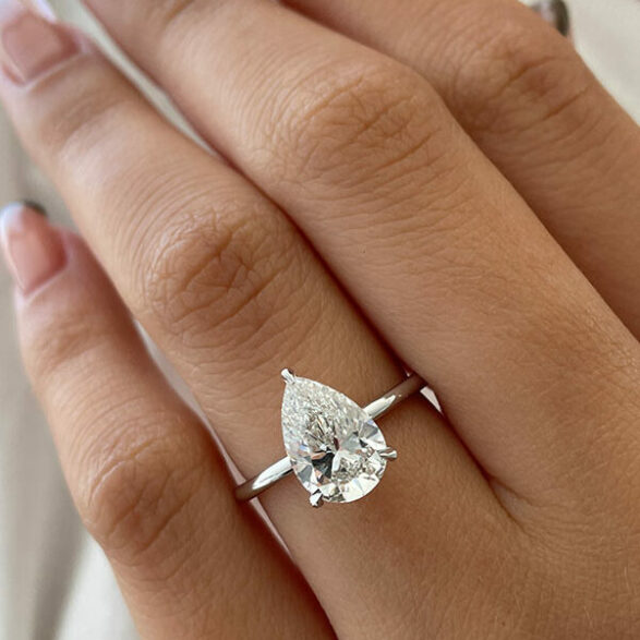 2.5 CT Pear Hidden Halo Moissanite Engagement Ring