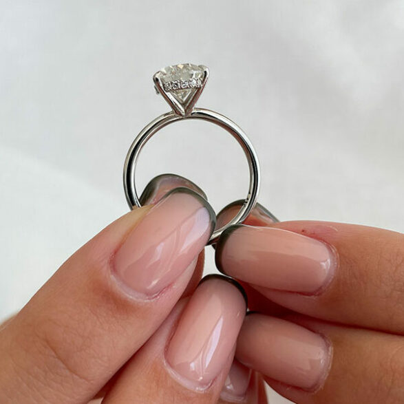 2.5 CT Pear Hidden Halo Moissanite Engagement Ring