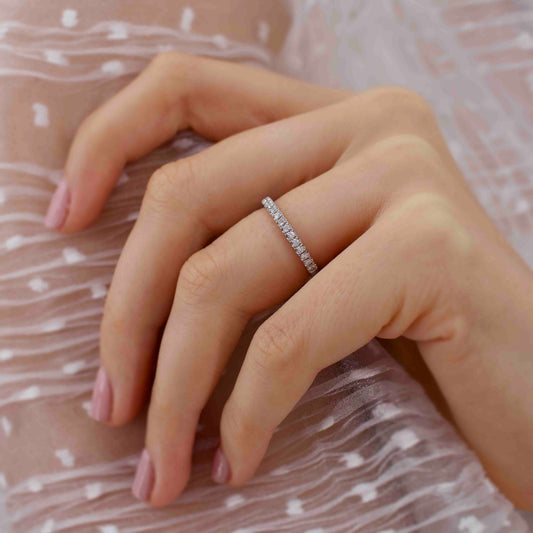 0.21 TCW Round Full Eternity Moissanite Wedding Band