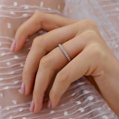 0.21 TCW Round Full Eternity Moissanite Wedding Band