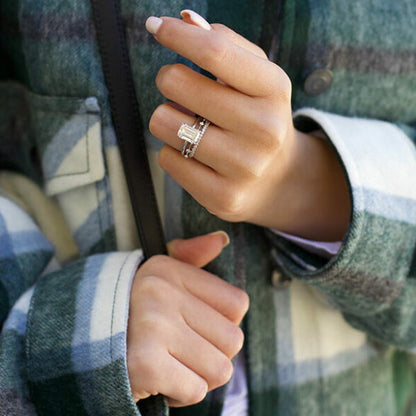 3.17 CT Emerald Hidden Halo Moissanite Engagement Ring