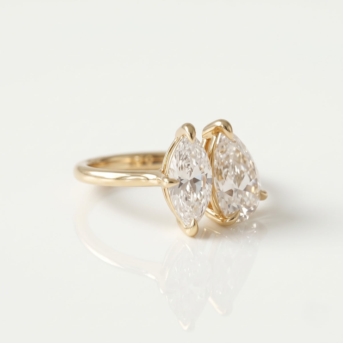 1.6 CT Pear Toi Et Moi Moissanite Engagement Ring