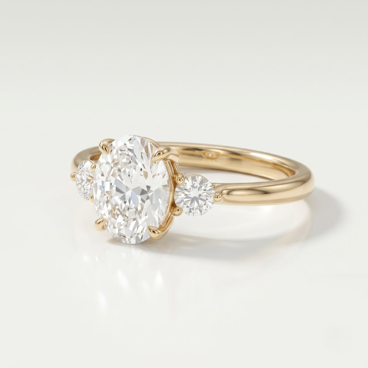 2 CT Oval Three Stone Moissanite Engagement Ring