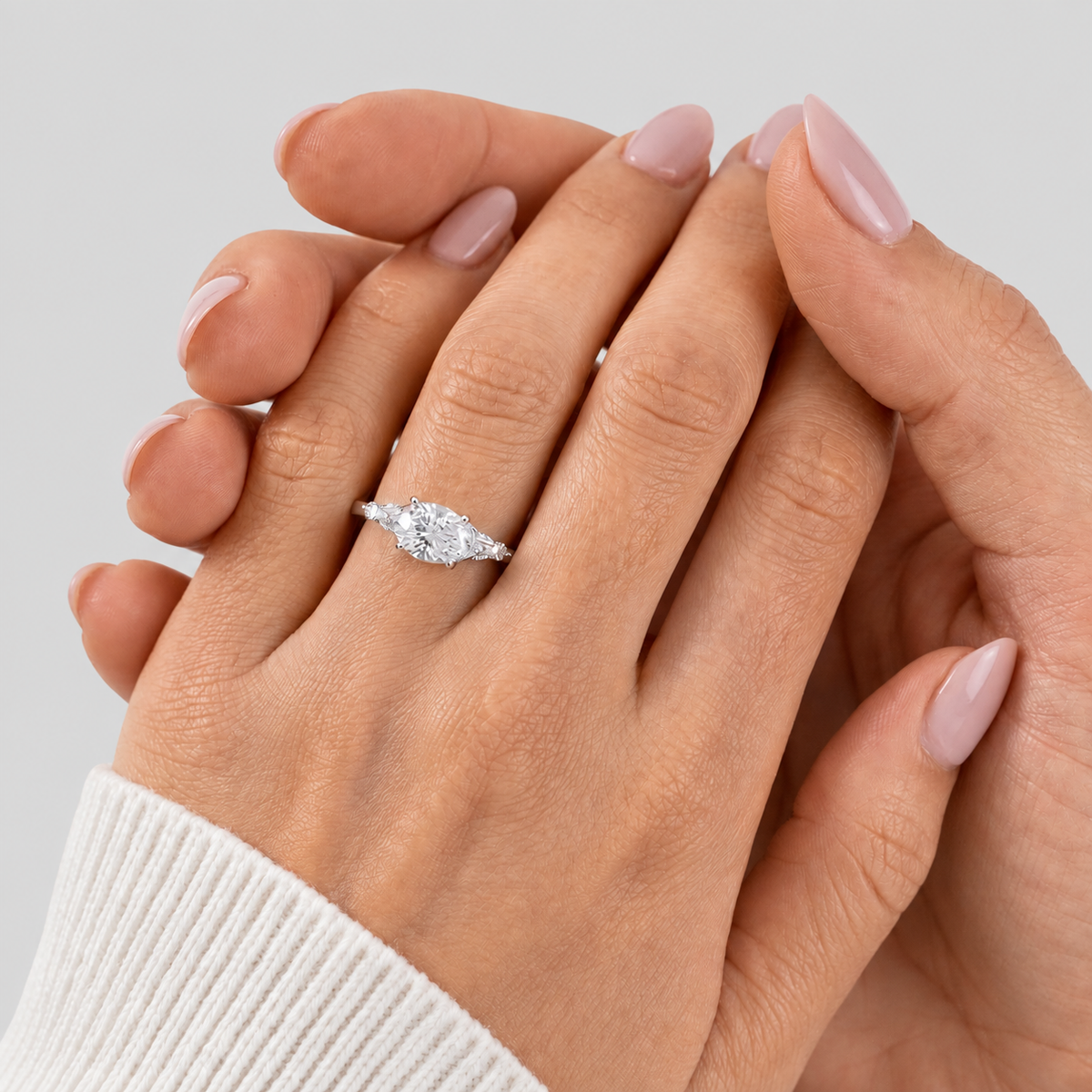Pear Dainty Pave Lab Grown Diamond Engagement Ring
