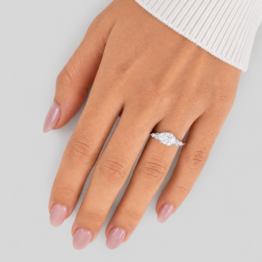 2 CT Pear Dainty Pave Lab Grown Diamond Engagement Ring