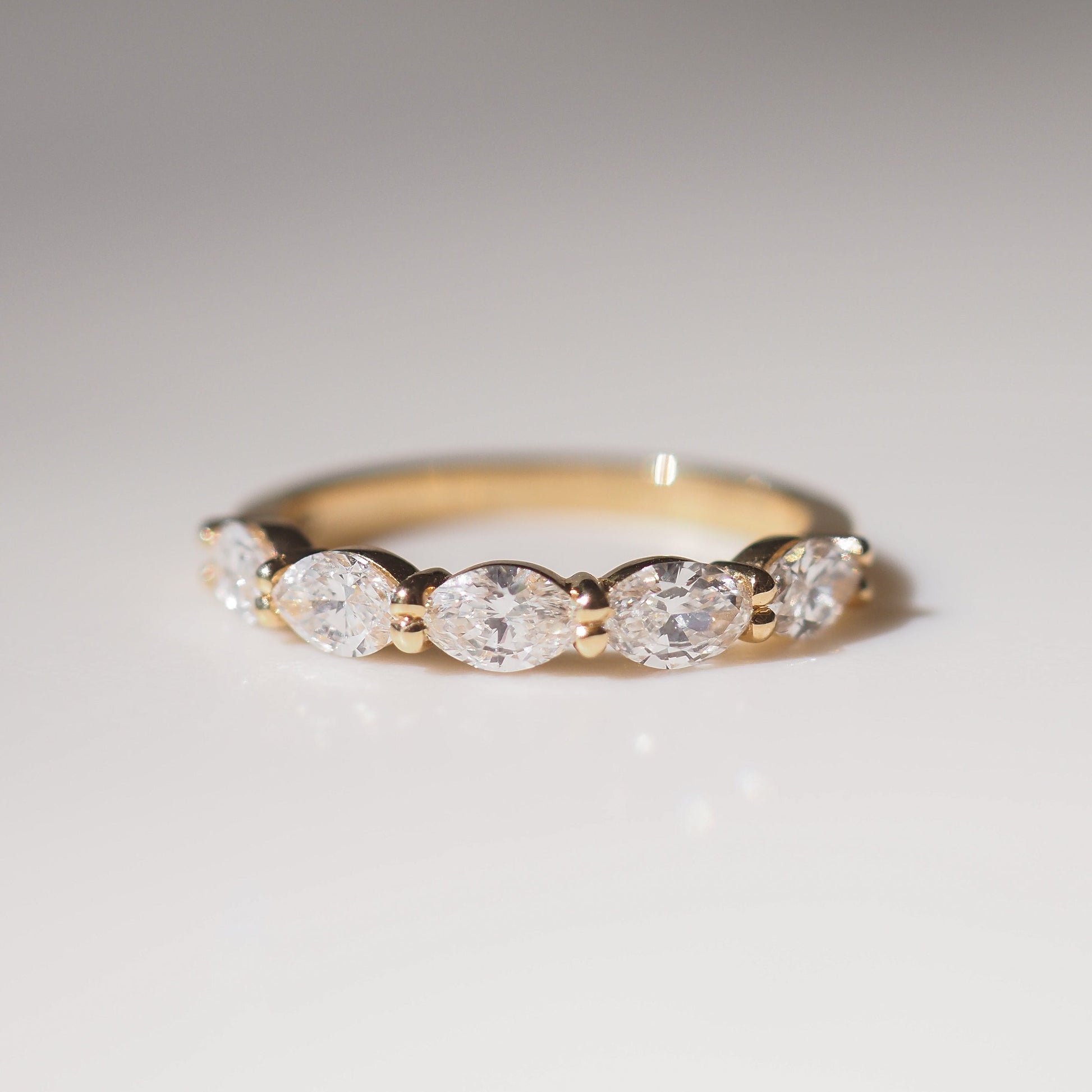 1 TCW Marquise Five Stone Moissanite Wedding Band