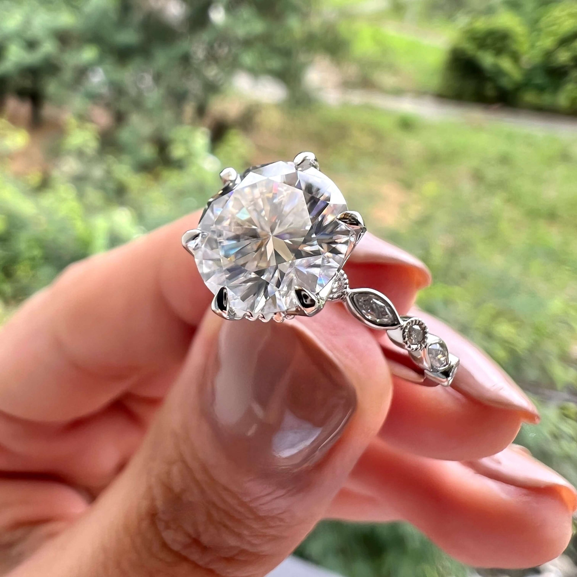 4.11 CT Round Pave Moissanite Engagement Ring
