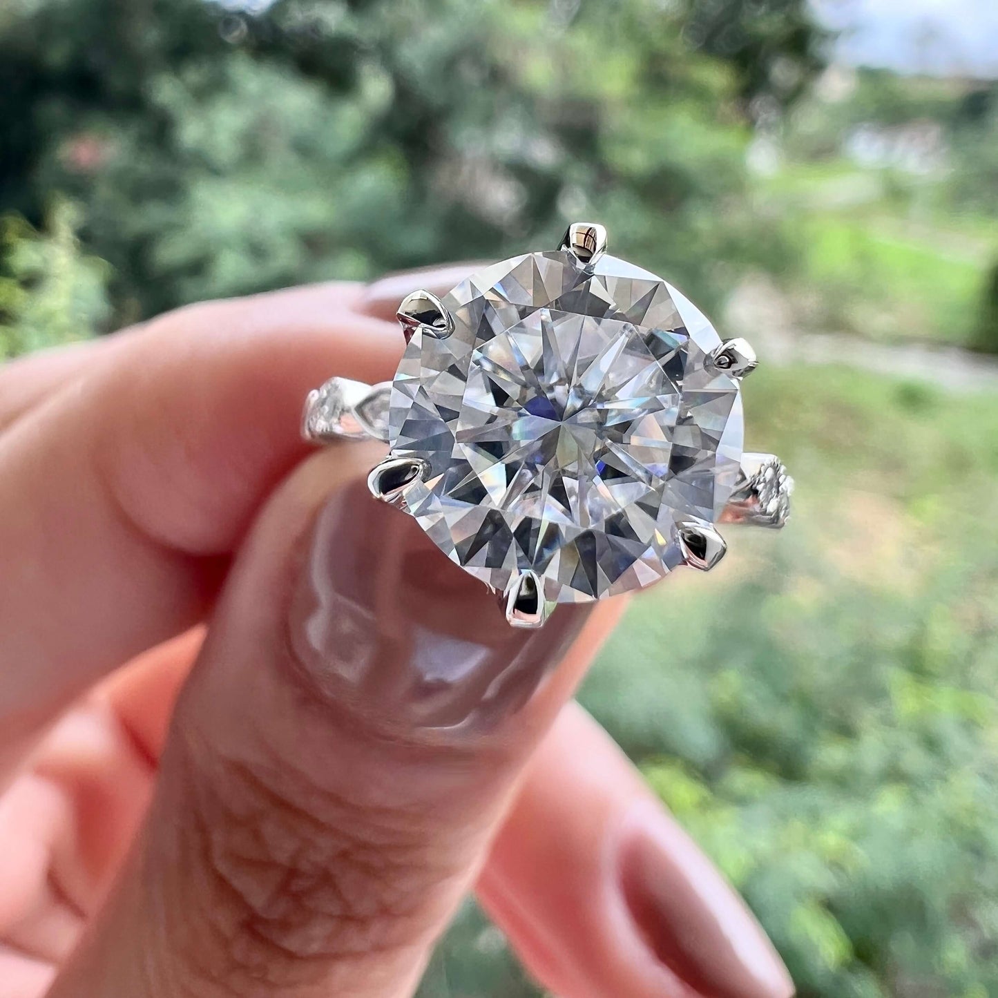4.11 CT Round Pave Moissanite Engagement Ring