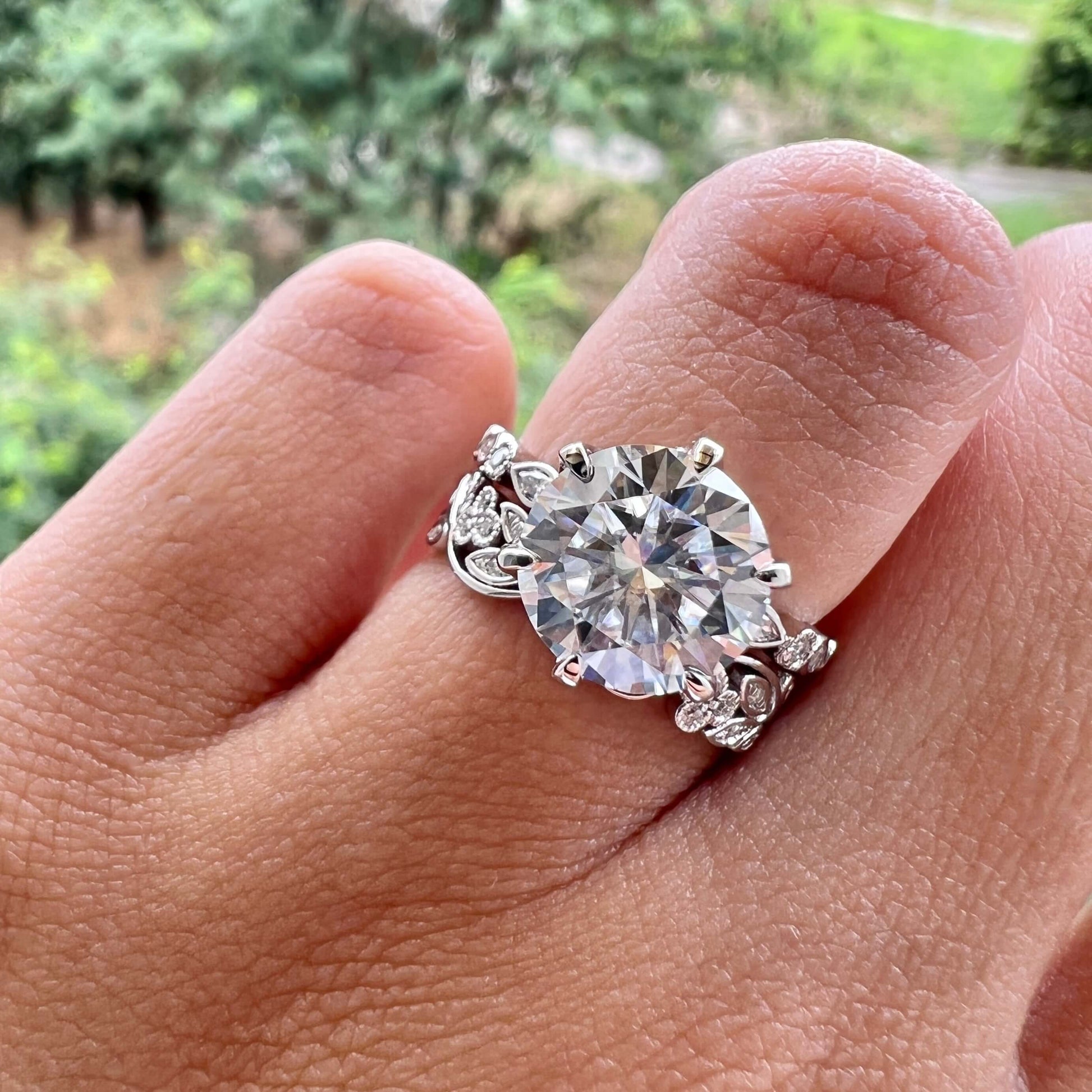 4.11 CT Round Pave Moissanite Engagement Ring