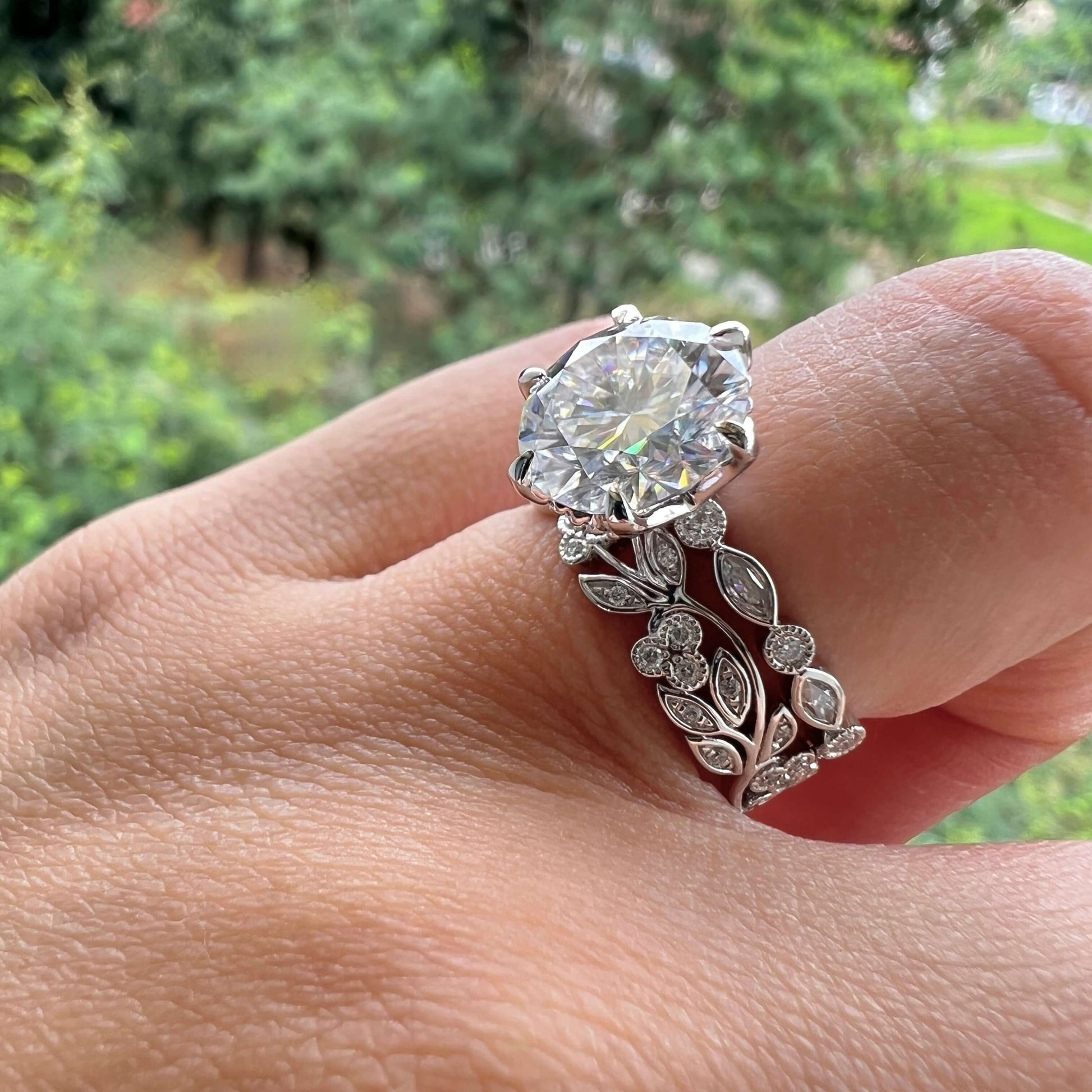 4.11 CT Round Pave Moissanite Engagement Ring