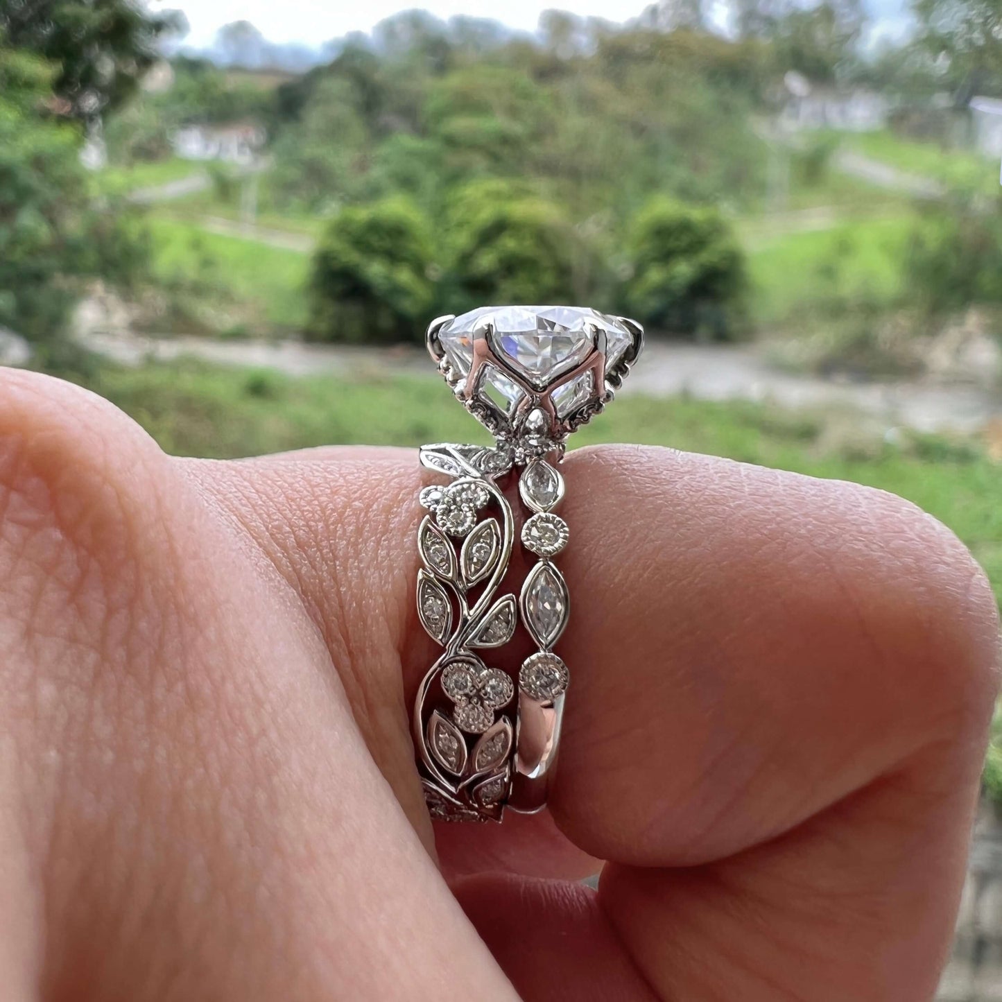 4.11 CT Round Pave Moissanite Engagement Ring
