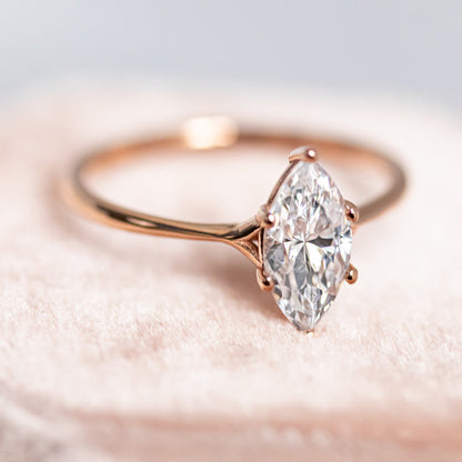1.25 CT Marquise Split Shank Moissanite Engagement Ring
