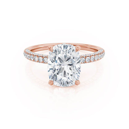 3.34 CT Elongated Cushion Hidden Halo & Pave Moissanite Engagement Ring