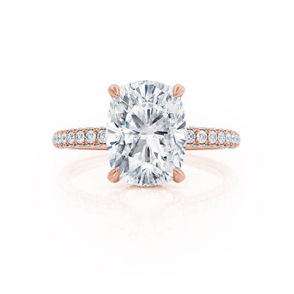 3.34 CT Elongated Cushion Hidden Halo & Pave Moissanite Engagement Ring