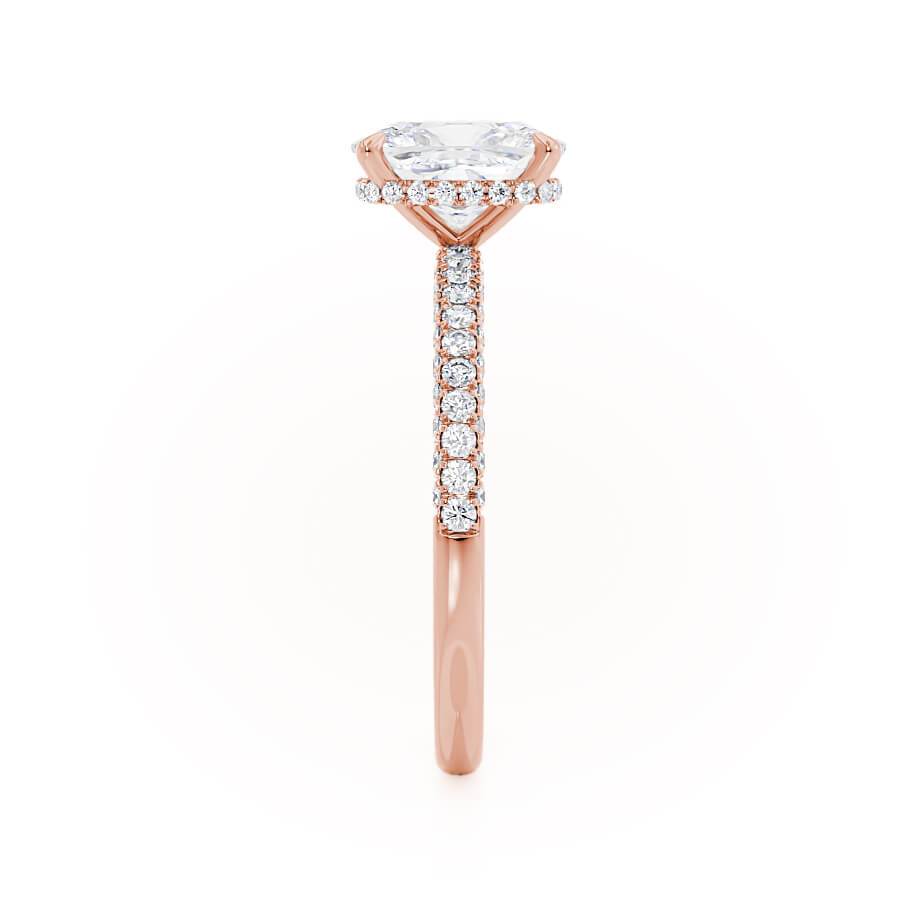 3.34 CT Elongated Cushion Hidden Halo & Pave Moissanite Engagement Ring
