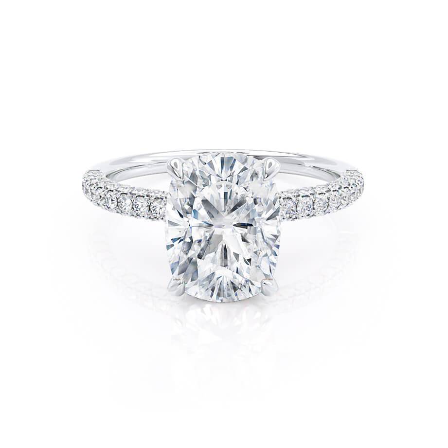 2.3 CT Elongated Cushion Pave Moissanite Engagement Ring
