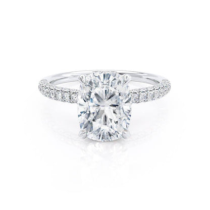 2.3 CT Elongated Cushion Pave Moissanite Engagement Ring