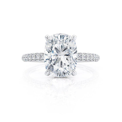 2.3 CT Elongated Cushion Pave Moissanite Engagement Ring