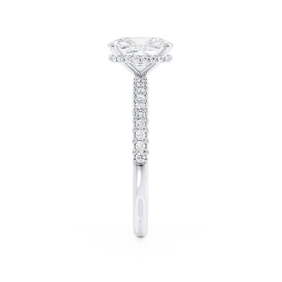 2.3 CT Elongated Cushion Pave Moissanite Engagement Ring