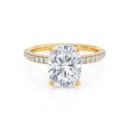 3.34 CT Elongated Cushion Hidden Halo & Pave Moissanite Engagement Ring