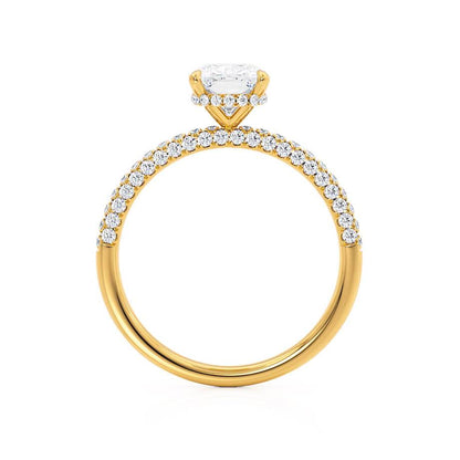 3.34 CT Elongated Cushion Hidden Halo & Pave Moissanite Engagement Ring